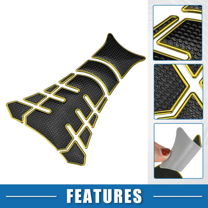 Universal Motorcycle Gas Tank Decal 7.80x5.63 Tank Sticker Black Yellow