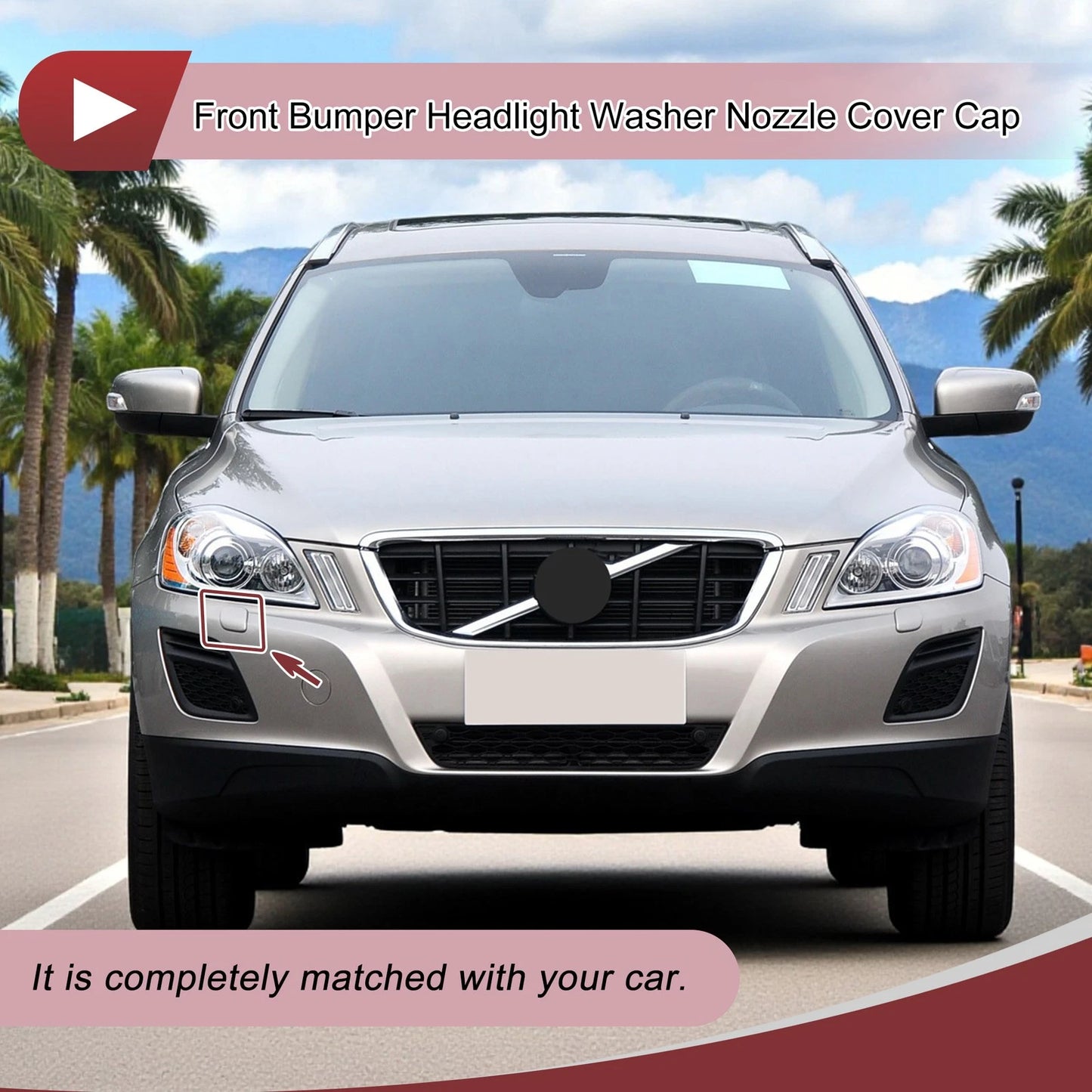 Front Right Bumper Trim Nozzle Cover for Volvo XC60 (2009-2013) Gray
