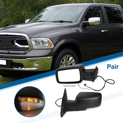 Tow Mirrors for Dodge Ram 1500 2009-2018 with Turn Signal Lights - 1 Pair