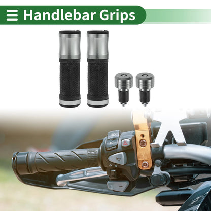 7/8" 22mm Hand Grips Cover Kit Rubber Titanium Tone for Motorcycle