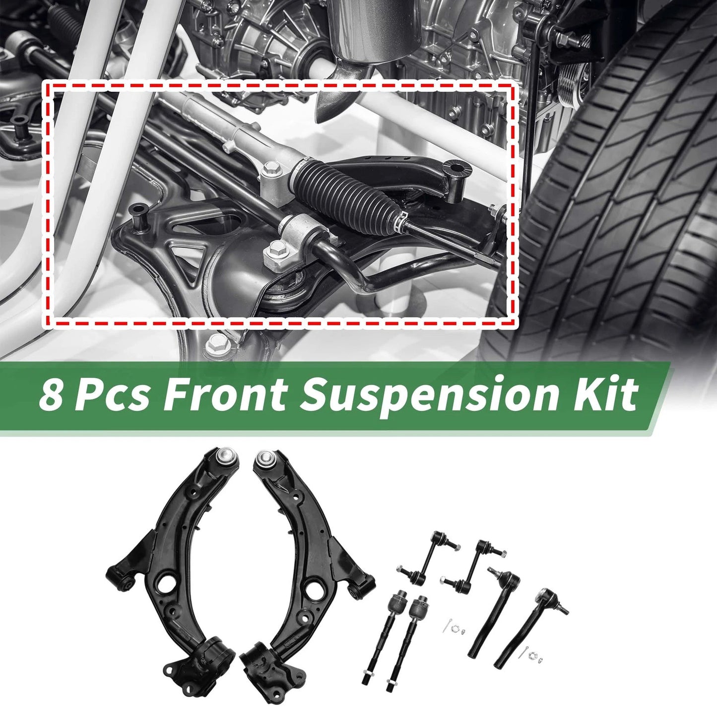 8 Pcs Front Lower Control Arms for Ford Edge (2007-2014)