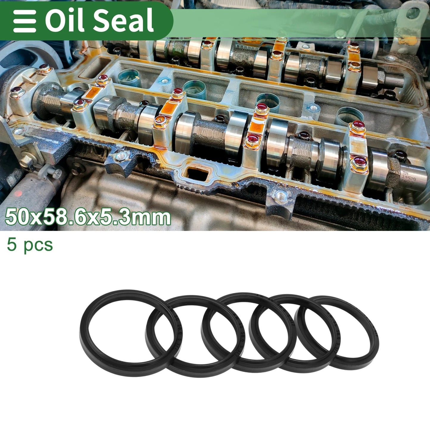Oil Seal 50x58.6x5.3mm NBR Rubber Black 5 Pcs for Make Model