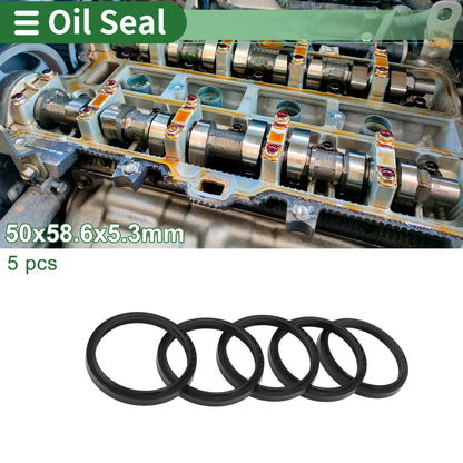 Oil Seal 50x58.6x5.3mm NBR Rubber Black 5 Pcs for Make Model