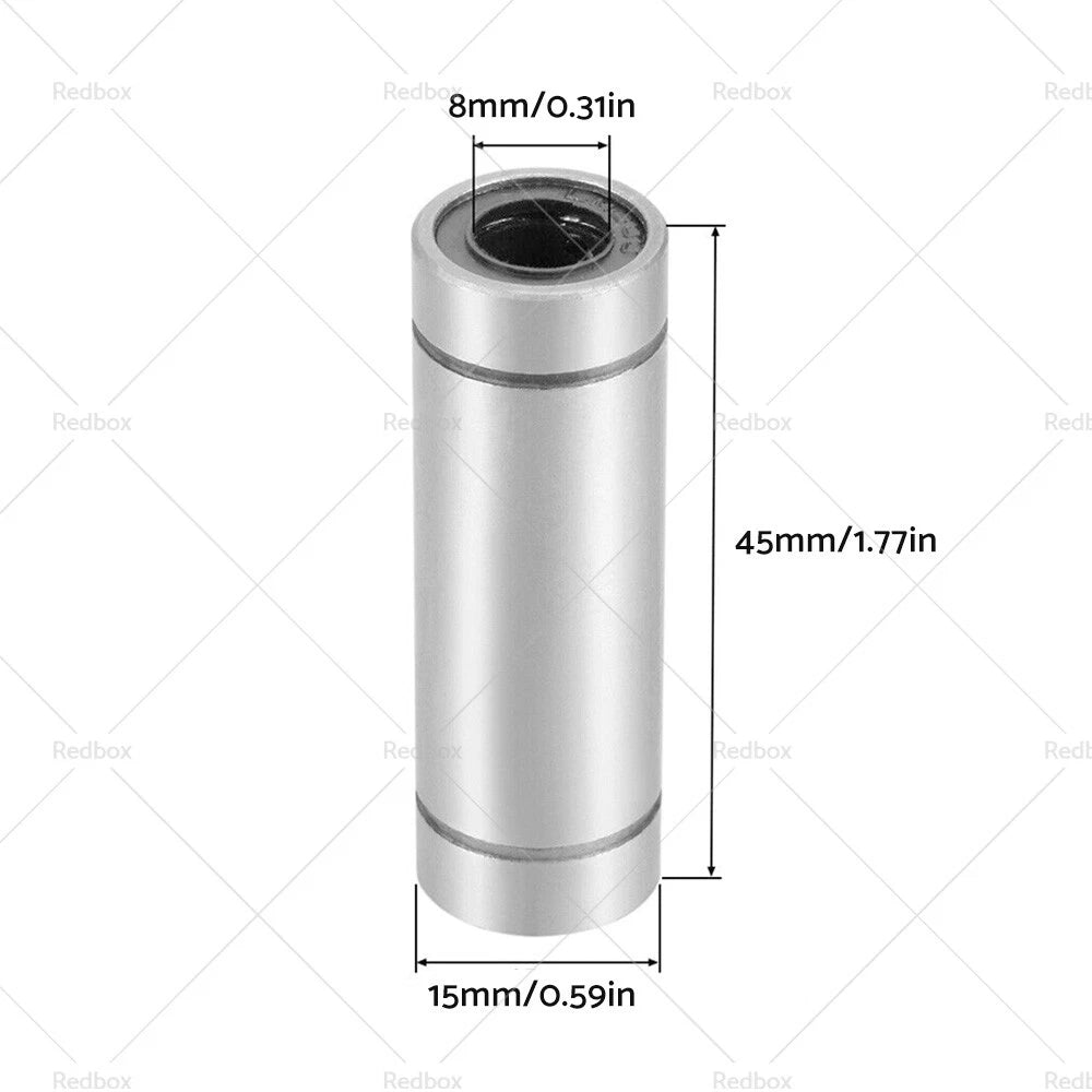 4 x LM8UU Extra Long Linear Ball Bearings 8mm Bore 15mm OD 45mm Length