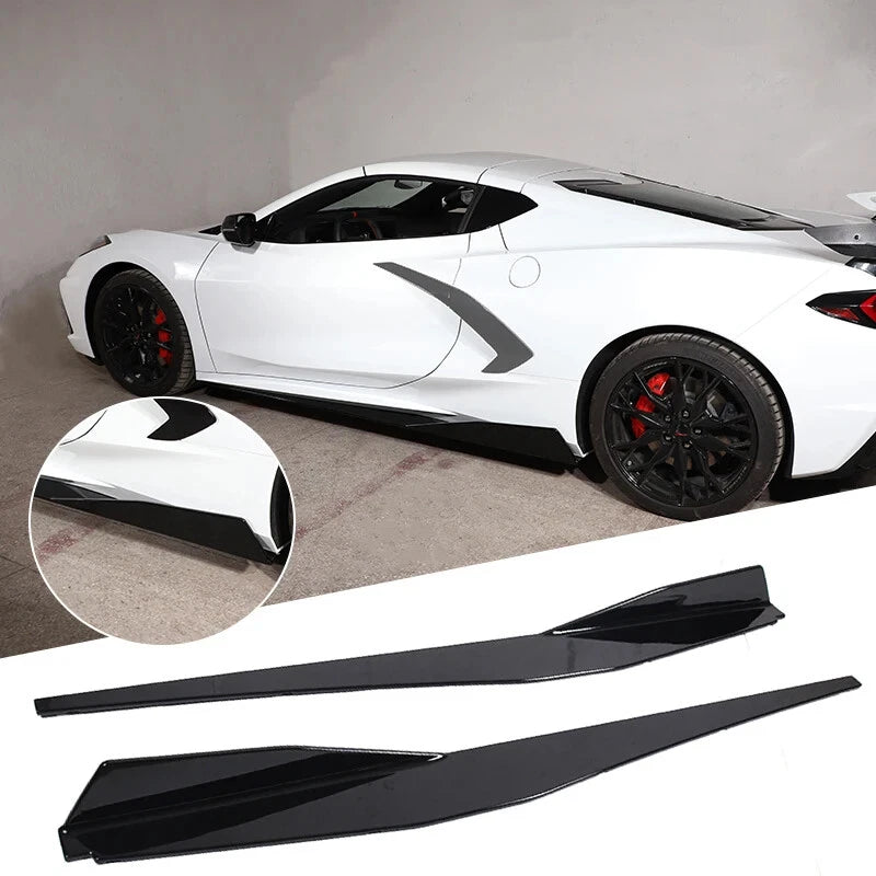 2 x 5VM Style Glossy Black Side Skirts Extensions for Corvette C8 (2020-2023)