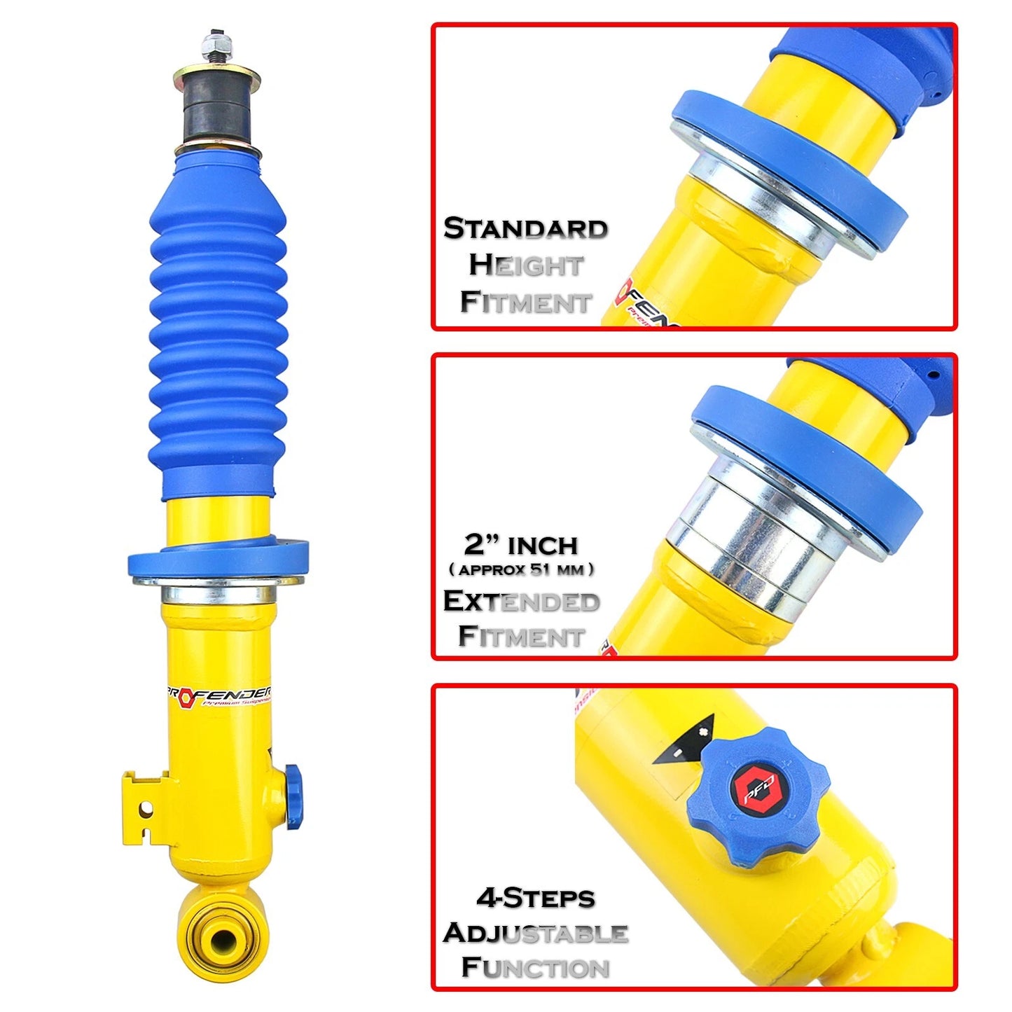 4-Step Shocks for Triton 2005-2023, STD/1-2" Lift (Front Pair)
