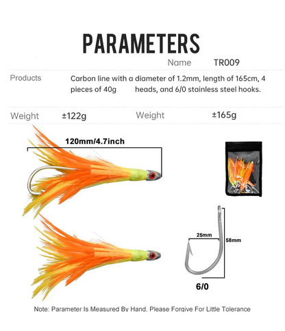 Steel Hook Tuna Lure Feather Trolling Skirt for Boat Big Game Fishing