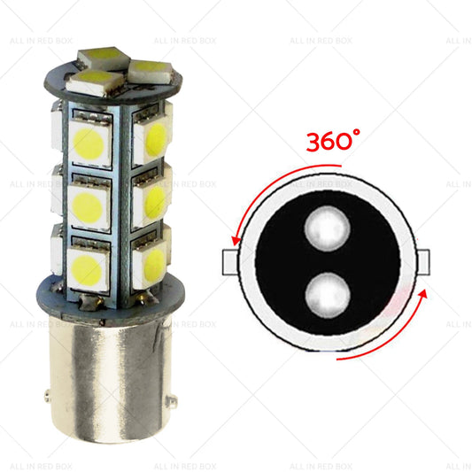 12V BA15D LED 18 SMD Cool White Light Globes for Caravan Car
