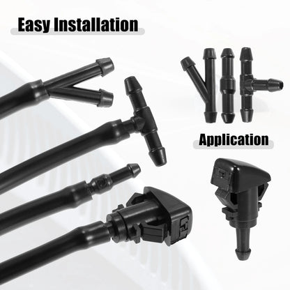 Front Windshield Washer Nozzle Kit for Dodge RAM with 2M Hose (2010-2023)