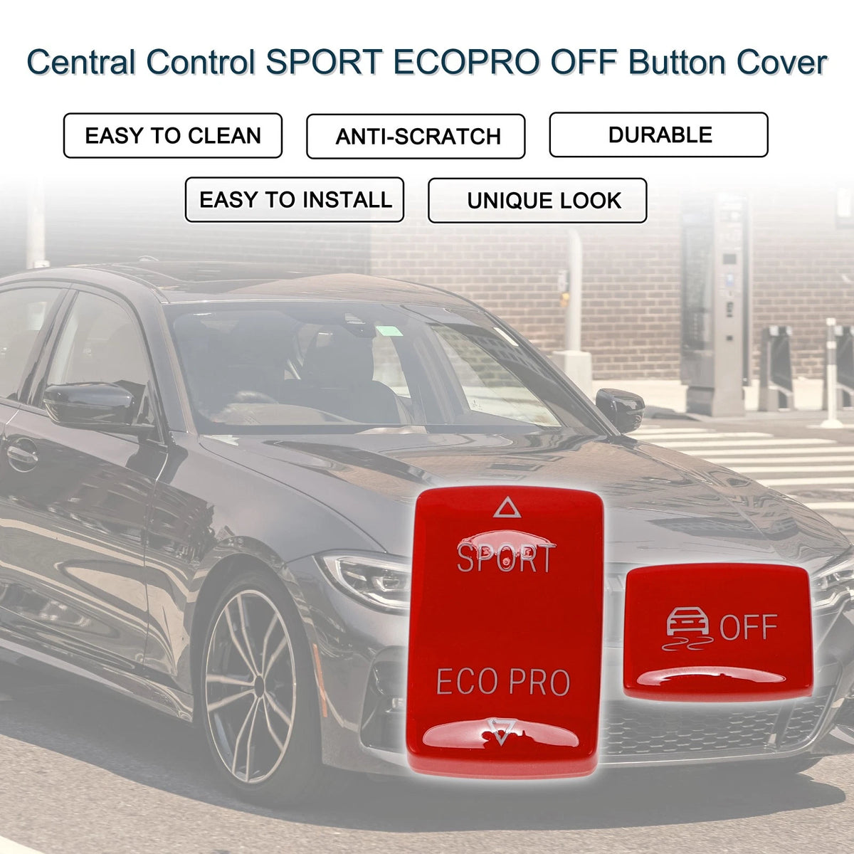 SPORT ECOPRO OFF Button Cover  for BMW 1 2 3 5 Series Red
