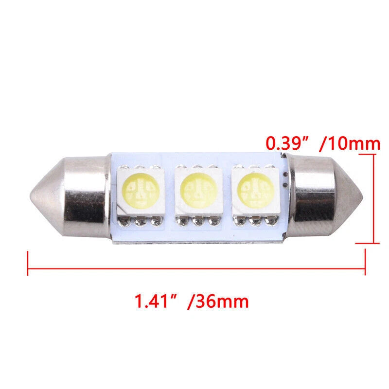 12 x 5050 36mm SMD Car Interior Dome LED Light Bulbs for Universal ()