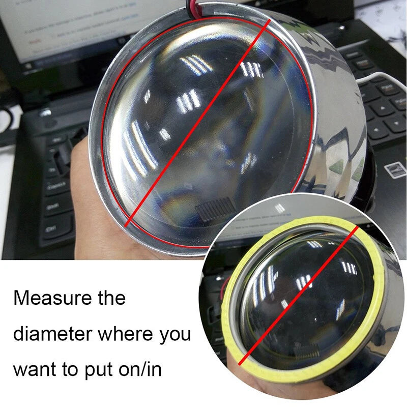 80mm White DRL COB LED Angel Eyes Halo Ring Fog Headlight Lamps