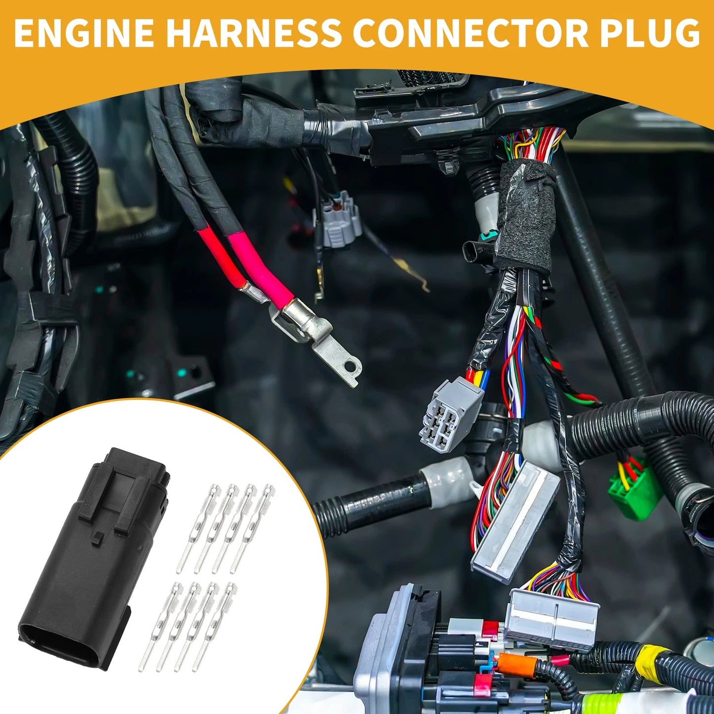 8 Pin Engine Harness Connector Plug Male Wire Terminal for Harley-Davidson