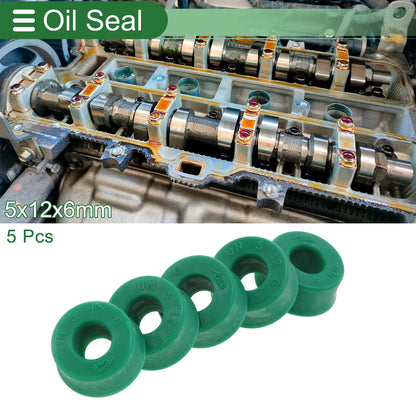 Oil Seal 5x12x6mm TPU High Pressure Green 5 pcs for Universal