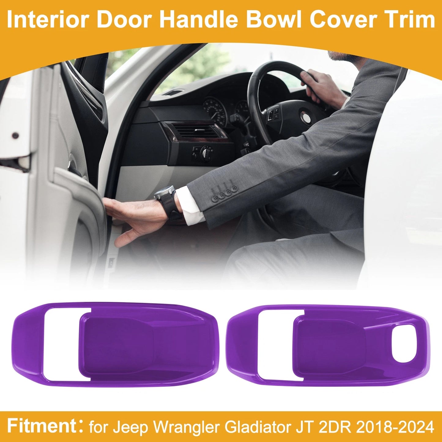 Purple Interior Door Handle Bowl Cover Trim for Jeep Wrangler Gladiator JT
