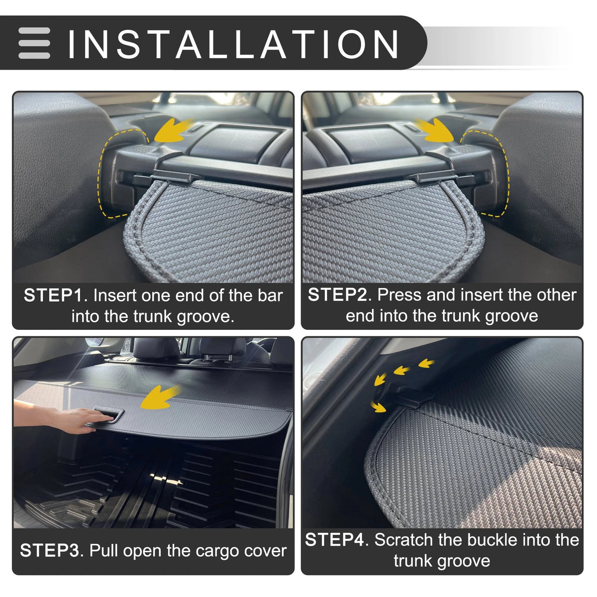 Retractable Cargo Cover for Honda Pilot 2016-2022 5 Seater 2 Row Black