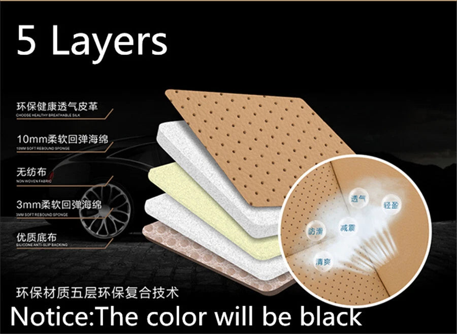 Black PU Leather Front Seat Cushion Pad Cover for Sedan Driver