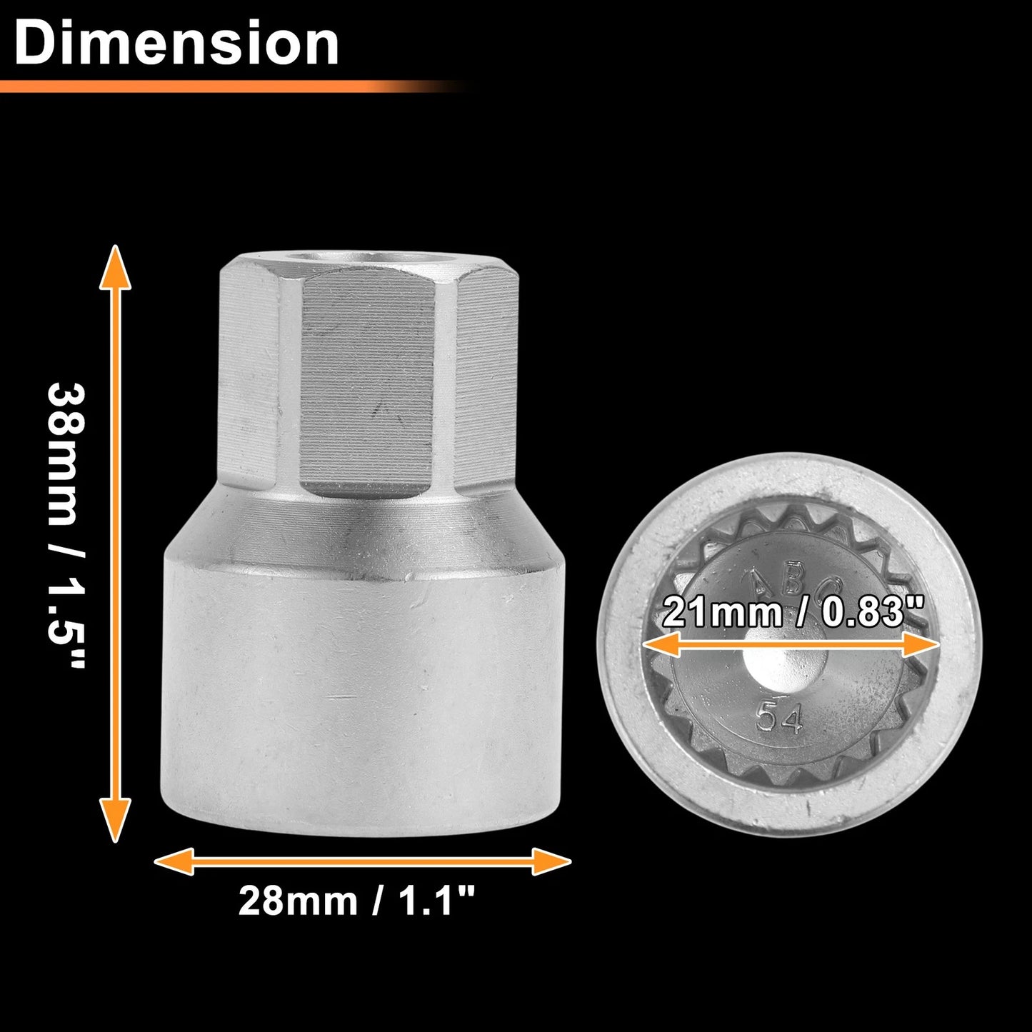 ABC54/18Pt Wheel Lock Lug Nut for VW Touareg Locking Nut Key Socket Tool