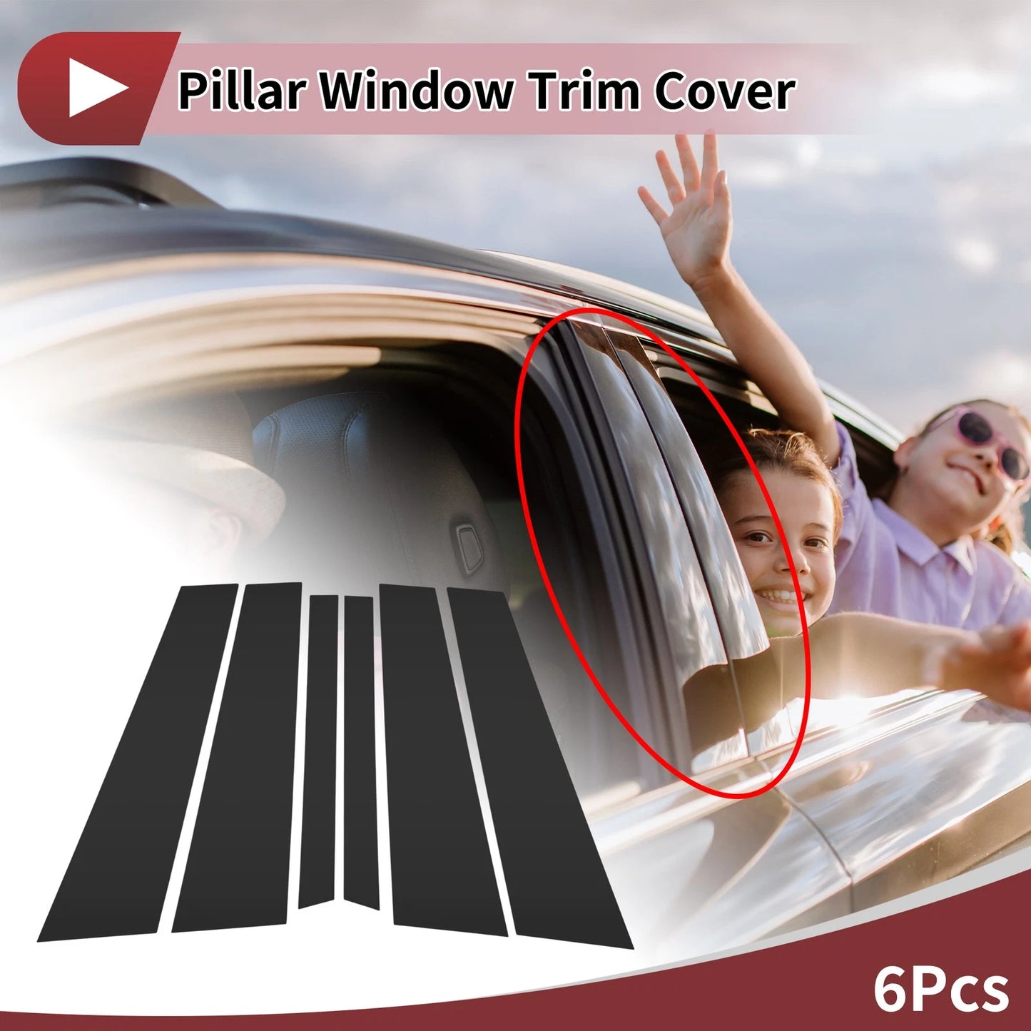 Door Pillar Window Trim for Volvo XC40 2020-2021 Black ( Left & Right)