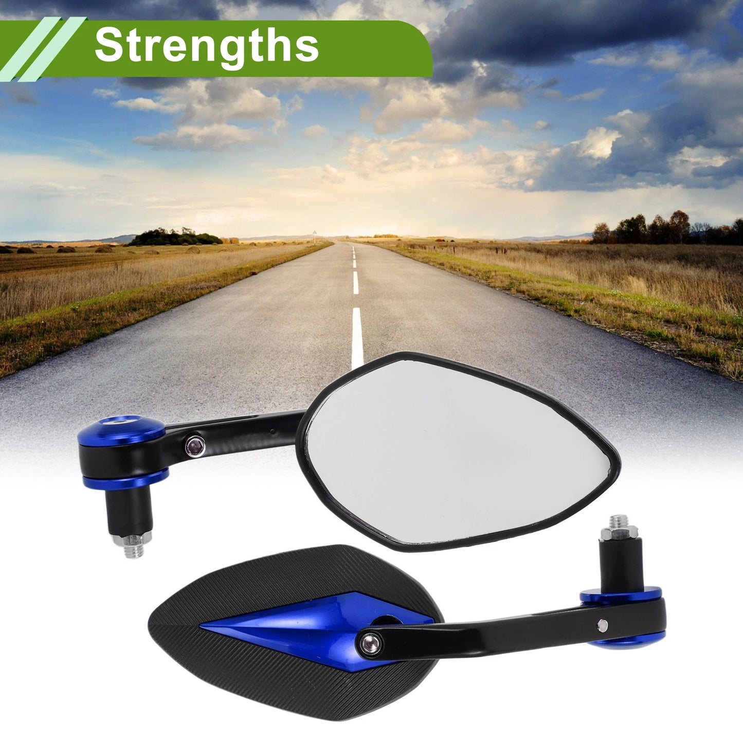 M8 / 1 Set / Rear View Mirrors Prismatic Shape Black Blue for M8 Motorcycle