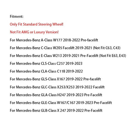 Gloss Black Tape-On Adhesive Steering Wheel Trim Cover for Mercedes-Benz (2019–2021)