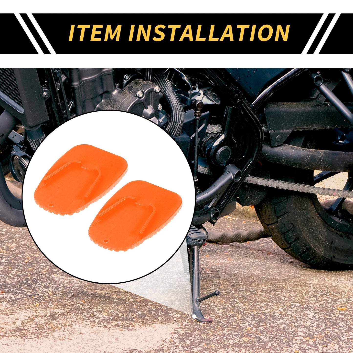2 x Kickstand Pad / 3.54x2.36 / Support Plate for Universal Motorcycle