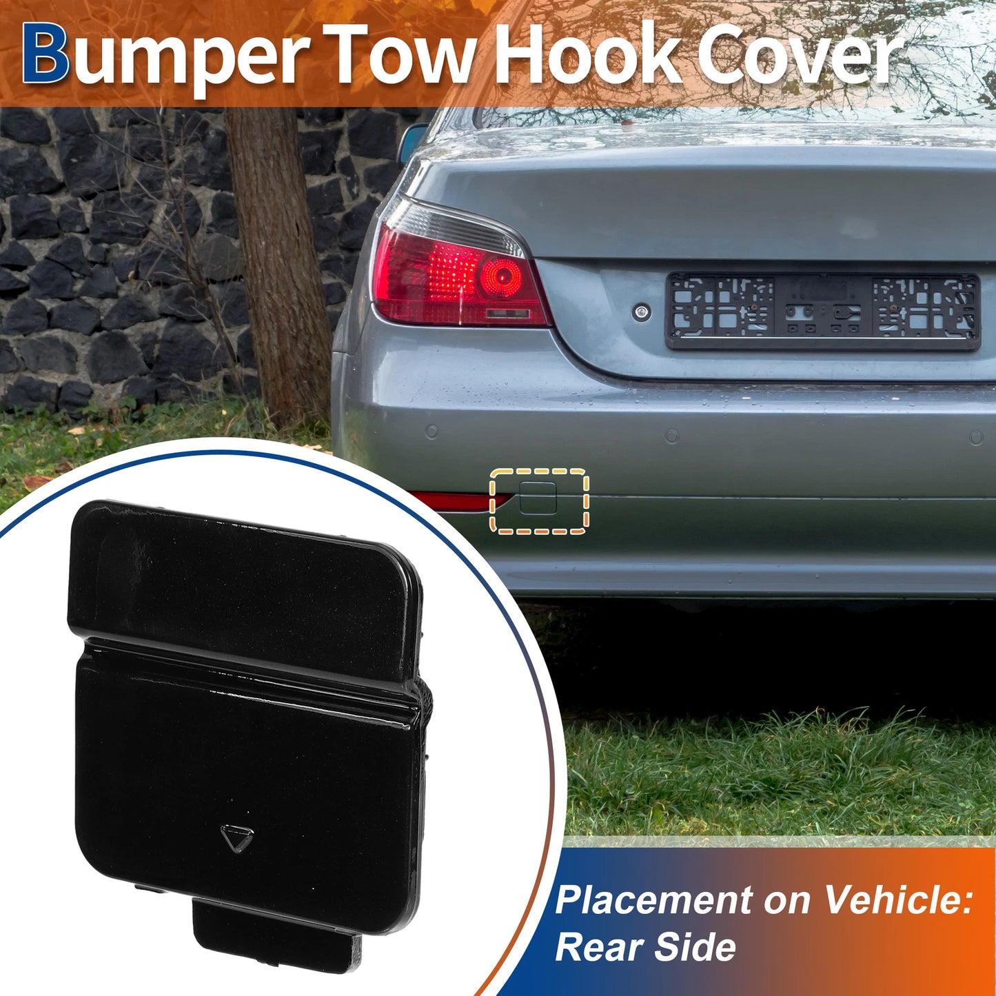 Rear Tow Hook Cover for BMW 525i 530i 545i 550i (2001-2007) Black