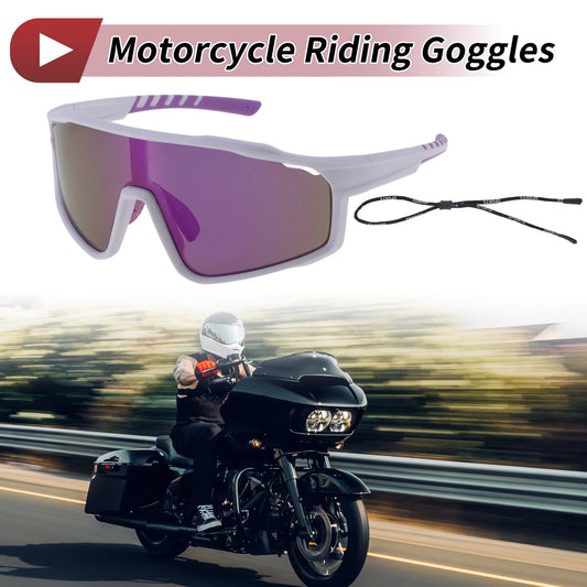 1 x Motorcycle Goggles Purple Lens White Frame Triacetyl Cellulose for Motorcycle