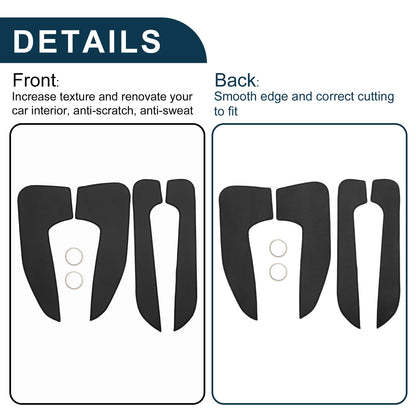 Car Door Leather Anti-Kick Pad Sticker for BMW 5 Series (2007-2009) - Black Set