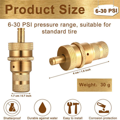 4 x Brass Tire Deflators Kit for Car SUV 6-30 PSI Air Valve Core