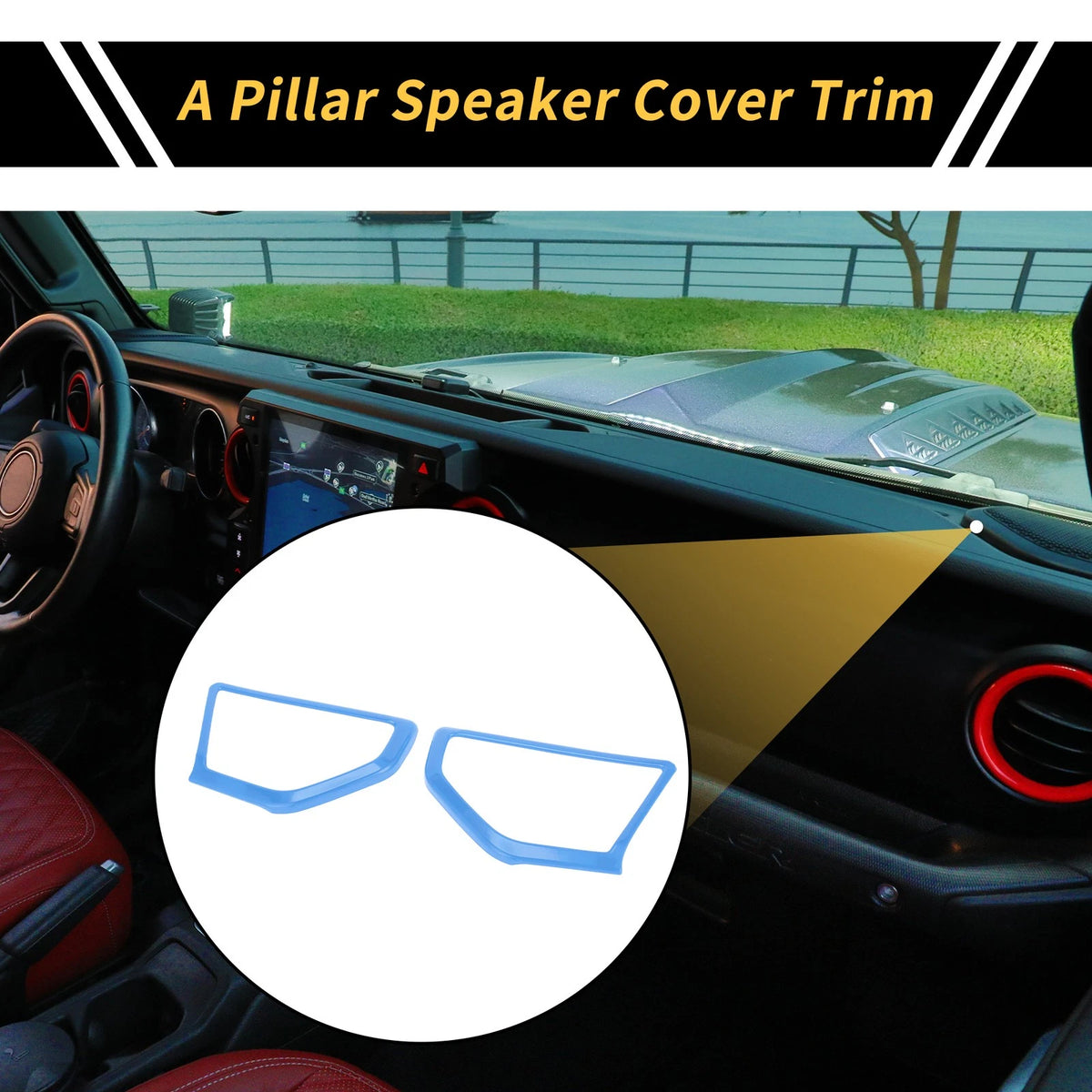 A Pillar Speaker Cover Trim  for Jeep Wrangler JL JLU (2018-2024) Light Blue