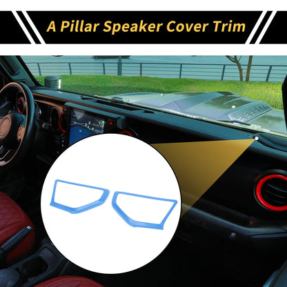 A Pillar Speaker Cover Trim  for Jeep Wrangler JL JLU (2018-2024) Light Blue