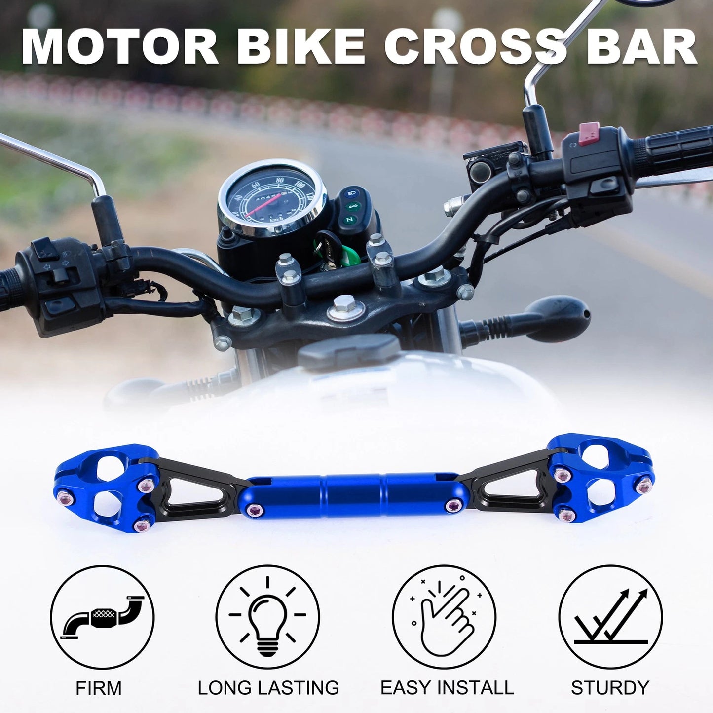 Blue Adjustable Handlebars Cross Bar with Wrench for Motorcycle