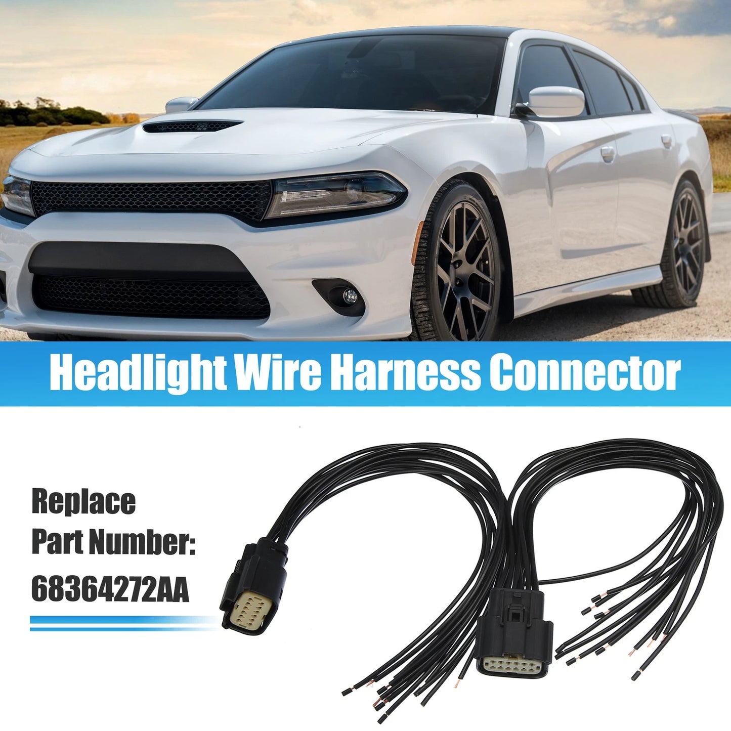 Halogen Headlight Wire Harness Connector for Dodge Charger