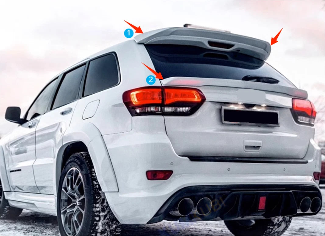 Mid+Roof Rear Spoiler ABS 2 x Glossy White for Jeep Grand Cherokee (2013-2021)
