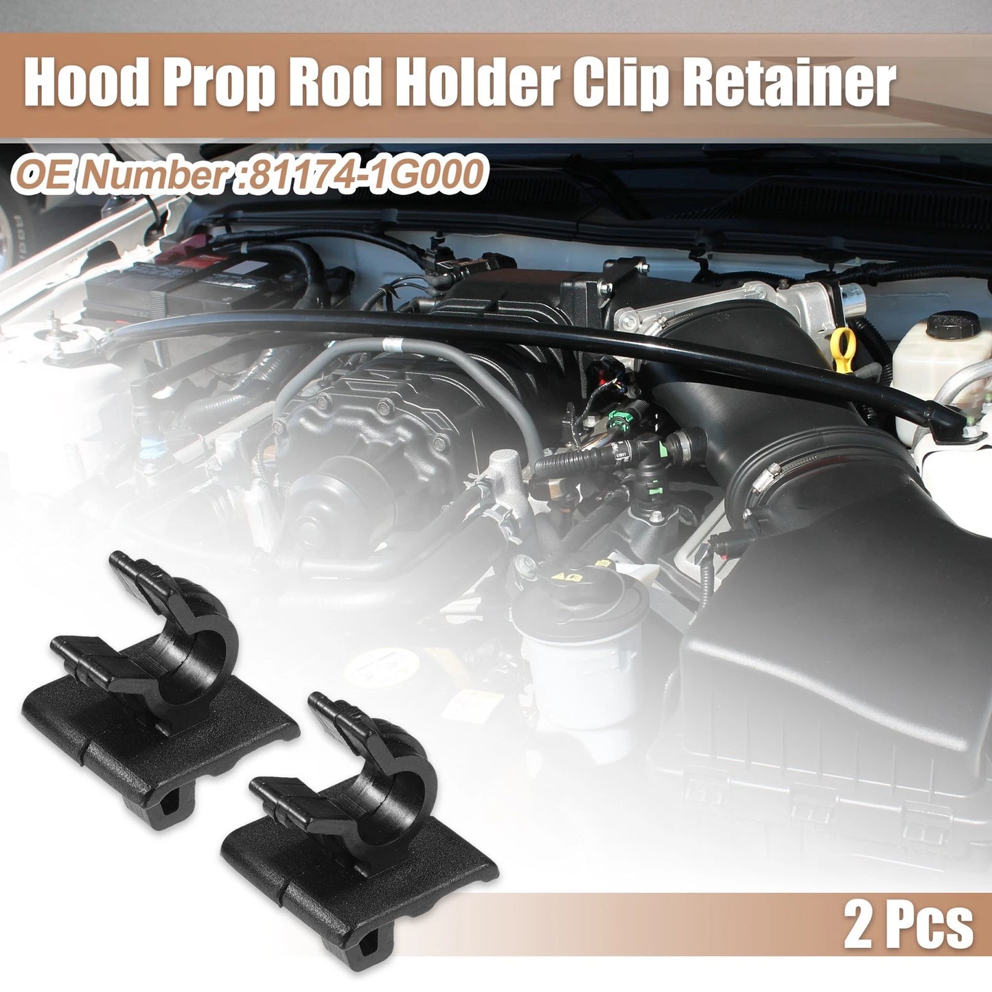 Hood Prop Rod Holder Clips for Kia Rio (2006-2011)