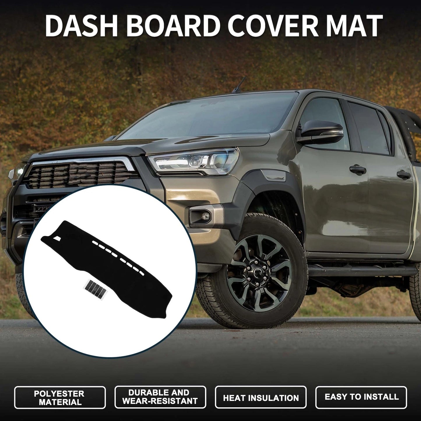 Dashboard Dash Cover Mat 1 Set for TOYOTA Hilux Gun125 (2017–2020)