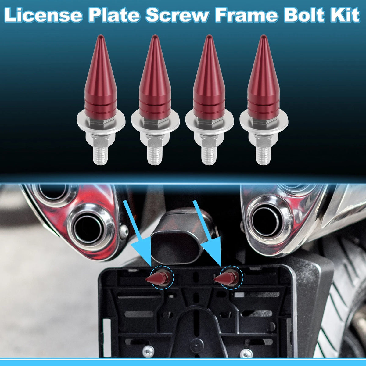 License Plate Screws Cover 5.4cm Red 4 x for Universal Motorcycle
