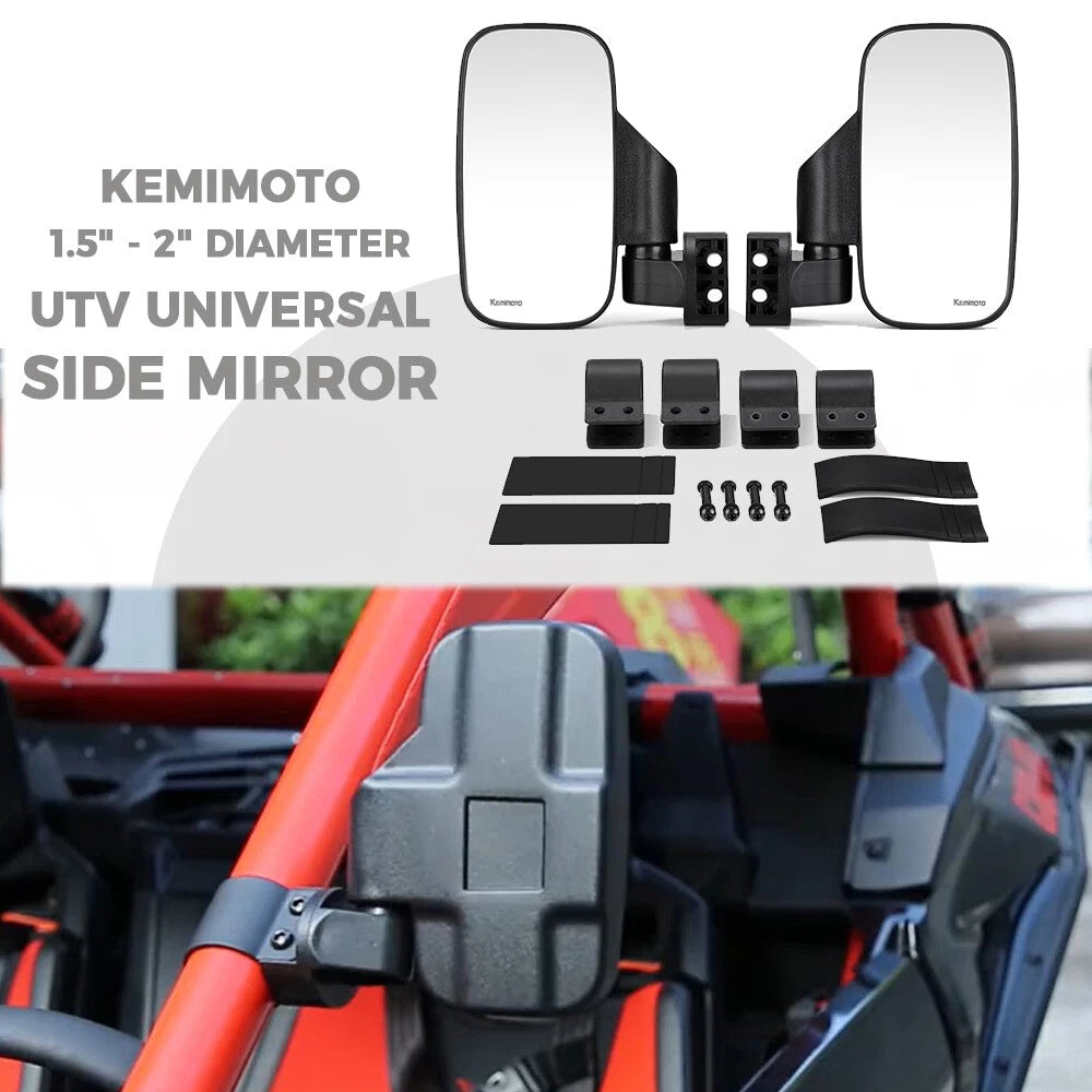 2 x UTV Side Rear View Mirrors for Polaris Ranger 570 XP 900 1000 (2015-2023)