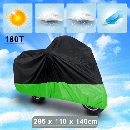 XXXL Black+Green Motorcycle Cover for Harley Road Glide Ultra