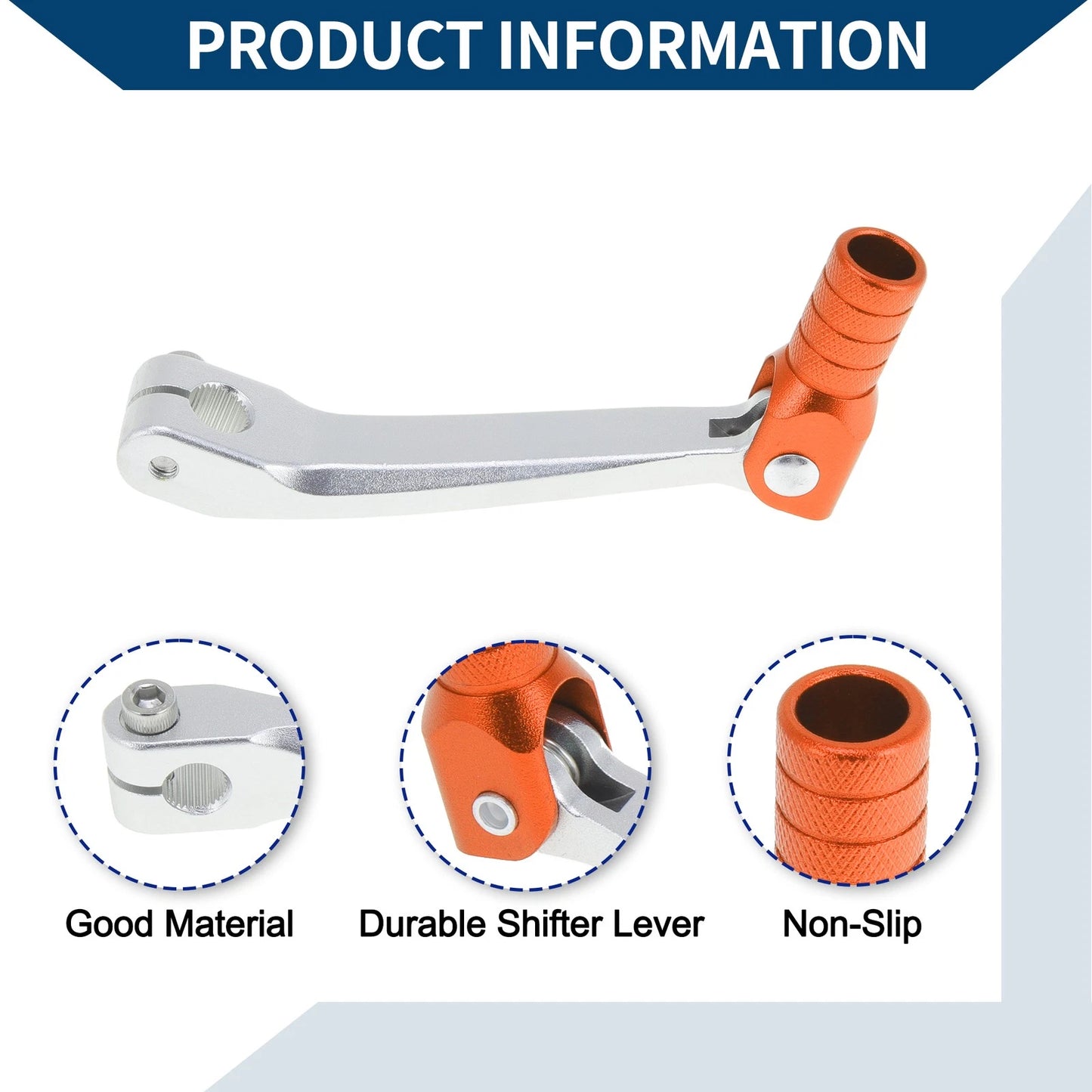 Folding Shifter Lever for Honda CRF150F (2003-2017) Silver Tone Orange