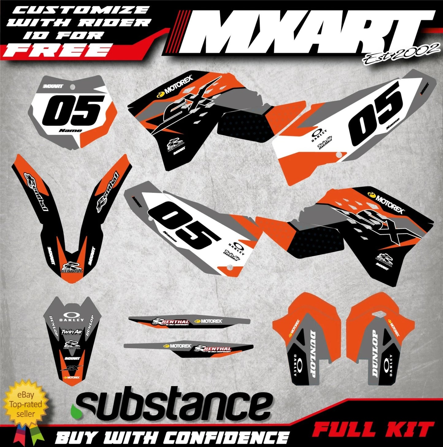 TITAN Style Decal Kit for KTM 125 SX (2007-2010)