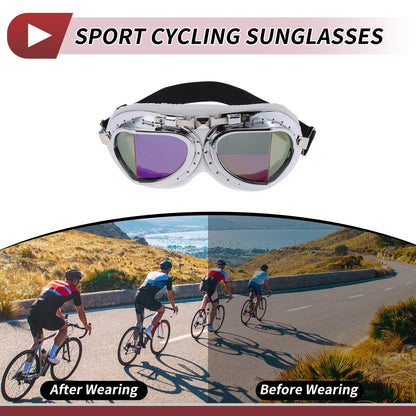1 x Set Motorcycle Riding Goggles Multicolour Lens White Frame for Motorcycle