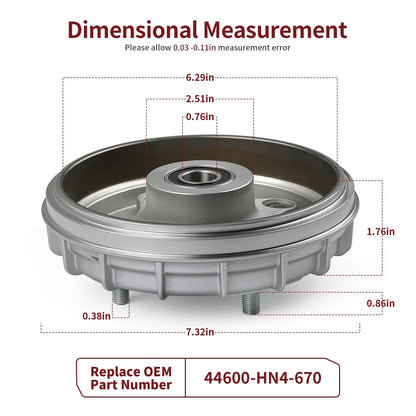 2 x Front Brake Drum for Honda Rancher 350 2X4 TRX350TM (2000–2006)