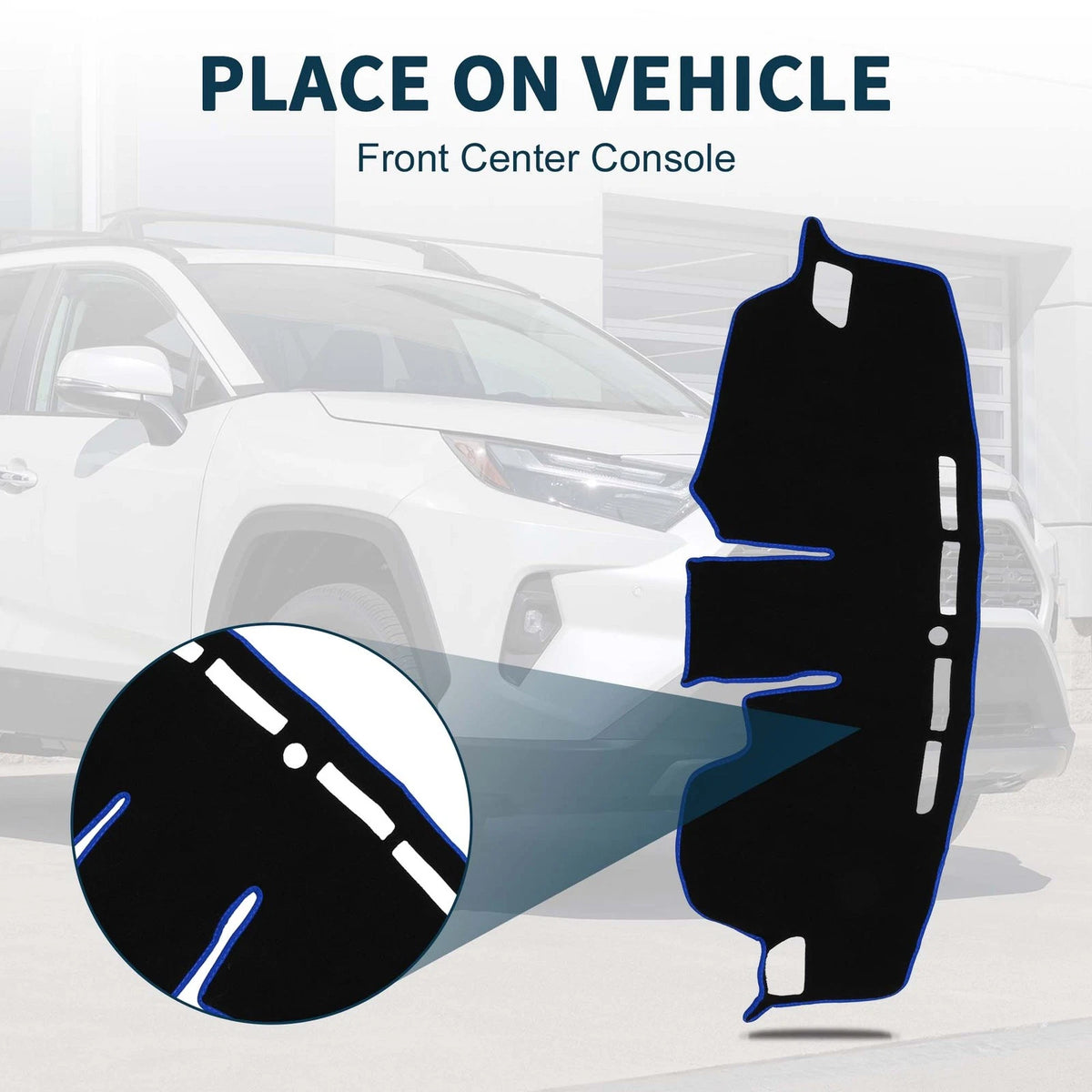 Dashboard Cover Mat for Toyota RAV4 (2019-2024) - Black Blue 1 Set