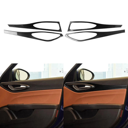 Soft Carbon Fiber Interior Door Handle Panel Trim For Alfa Romeo Giulia 2017-19