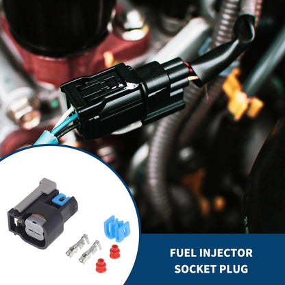 2 x Pins Fuel Injector Socket Plug Black, Blue for Buick Excelle