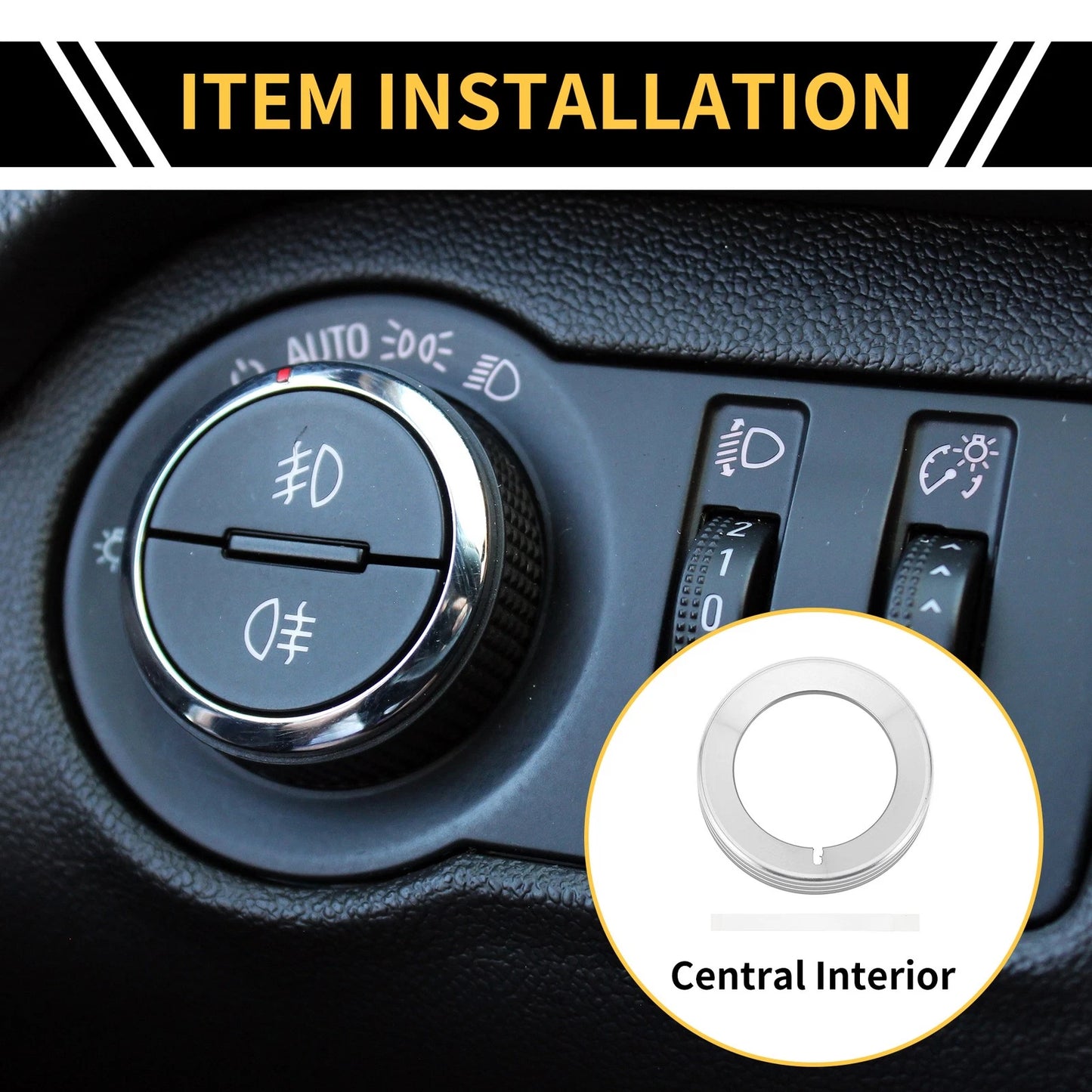 Headlight Control Switch Knob Cover Ring for Ford F-150 (2016-2021) Silver
