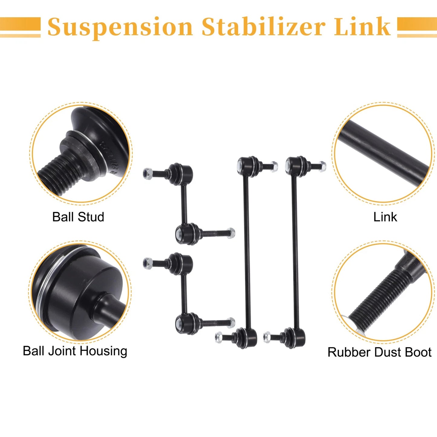 4pcs Front Rear Sway Bar Links for Ford Escape, Mazda Tribute (2001-2012)