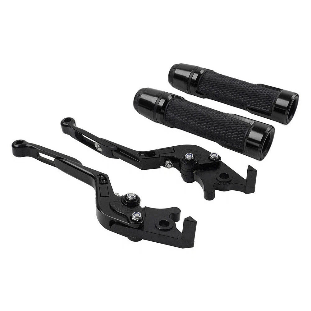 Black Extendable Brake Clutch Levers Grips Set for Suzuki DL1000 (2002-2023)
